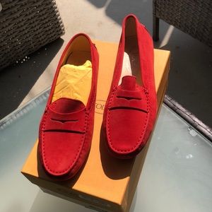 Red Tod Suede Moccasins (never worn)